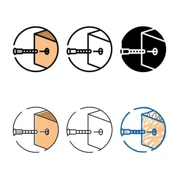 Insert metal screw assembly styleset furniture color icon vector Ilustración de archivo