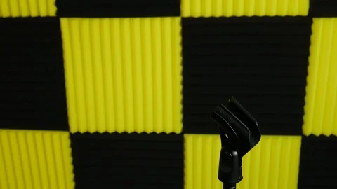 Insert Microphone in Stand in Studio Video stock 96837808