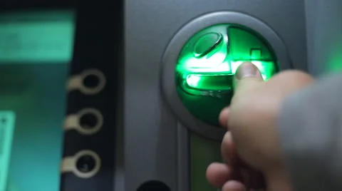 Insert the plastic card to the ATM. Stock Footage 65295050