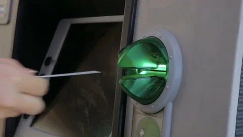 Insert the plastic card to the ATM. Stock Footage 78185906