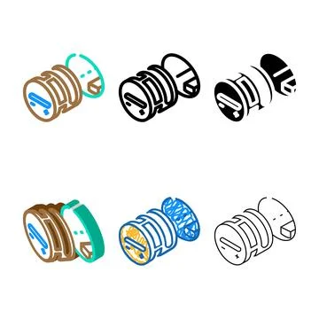 Insert screw fast mounting assembly furniture color pack icon vector Ilustración de archivo