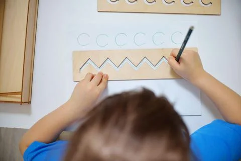 Insert templates for preparing the preschooler's hands for writing. Early dev Stock Photos