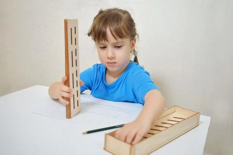 Insert templates for preparing the preschooler's hands for writing. Early dev Stock Photos