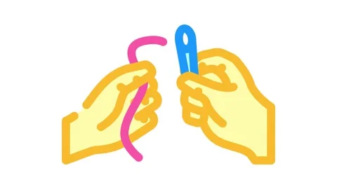 Insert thread into needle color icon animation Stock Footage 327265540