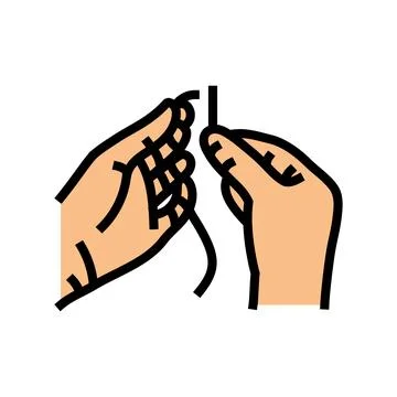 Insert thread into needle color icon vector illustration Stock Illustration