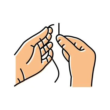 Insert thread into needle color icon vector illustration Stock Illustration