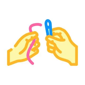 Insert thread into needle color icon vector illustration Stock Illustration