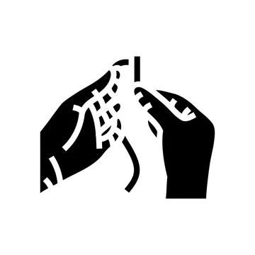 Insert thread into needle glyph icon vector illustration Illustrazione stock