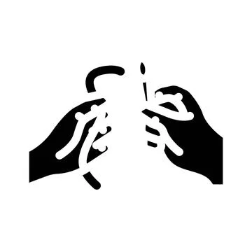 Insert thread into needle glyph icon vector illustration イラスト素材
