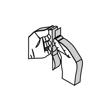 Insert thread into needle isometric icon vector illustration Stock Illustration