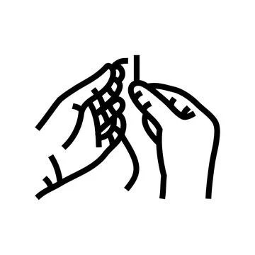 Insert thread into needle line icon vector illustration Illustrazione stock