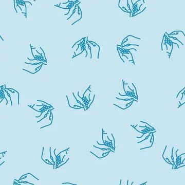 Insert thread into needle line seamless pattern Stock Illustration