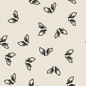 Insert thread into needle line vector seamless pattern Stock Illustration