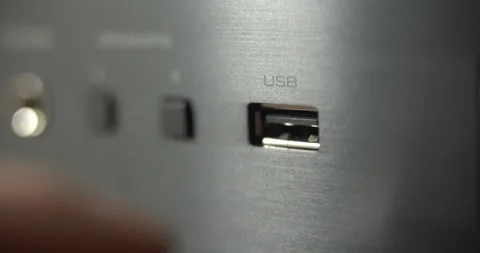 Insert a USB stick in the audio player Stock Footage 131325094