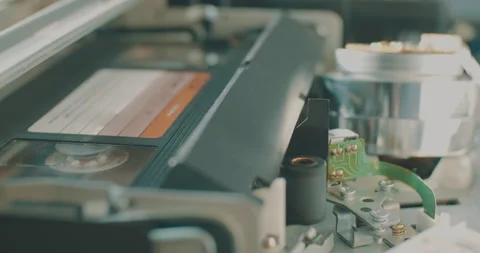 Insert VHS Tape Mechanism Stock Footage 167122960