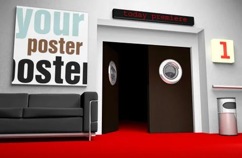 Insert your cinema poster in frame - the file includes clipping path Stock Illustration