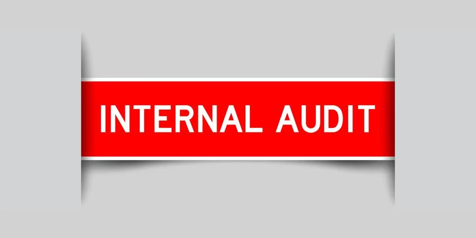 Inserted red color label sticker with word internal audit on gray background Stock Illustration