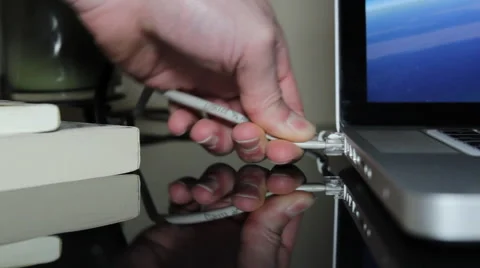Inserting and Removing Ethernet Cord 動画素材 47297137