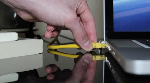Inserting and Removing Ethernet Cord Stock-Footage 47297201