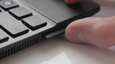 Inserting and Removing a SD Card from a Laptop. Flat Picture Profile Stock Footage 56480031