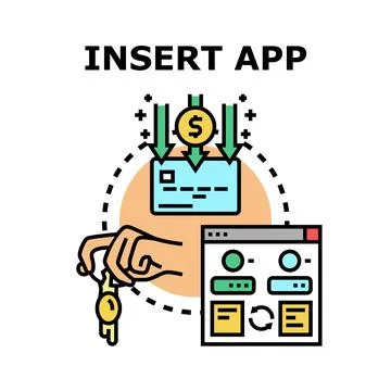 Inserting application, money, and data into digital wallet Stock Illustration