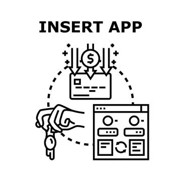 Inserting application, money, and data into digital wallet Stock Illustration