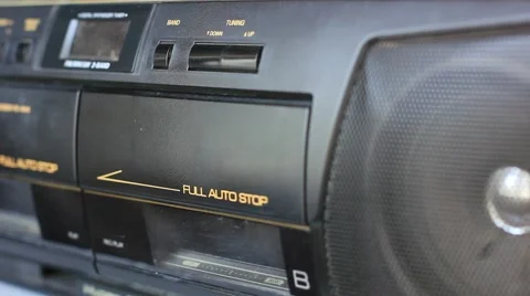 Inserting the audio cassette into the tape recorder 스톡 동영상 49958952