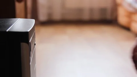 Inserting a blank CD or DVD into a laptop computer Stock Footage 86359518