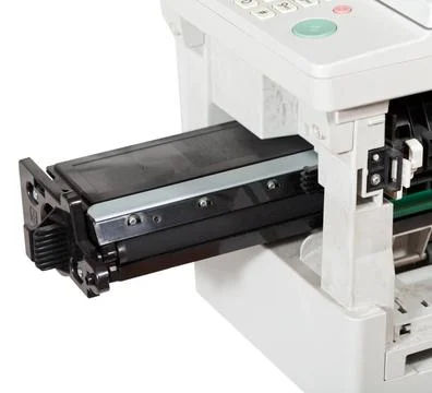 Inserting of cartridge in multifunctional device inserting of toner cartri... Stock Photos