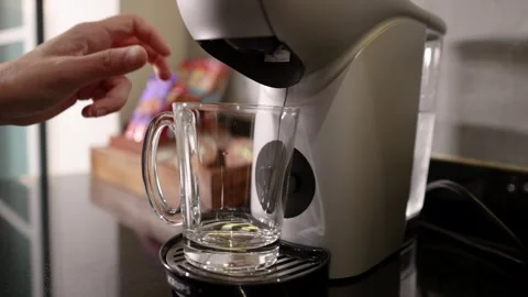 Inserting Coffee Capsule into Pod Machine on Kitchen Counter Stock Footage 346266682