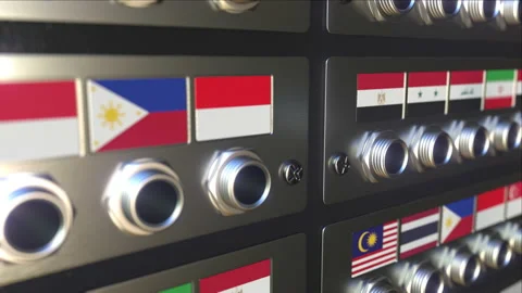 Inserting connector into a socket with flag of Iraq. Translation or online Stock Footage 141473909