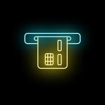 Inserting credit card into atm machine with neon glow Stock Illustration