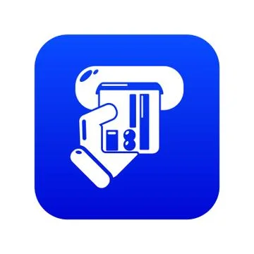 Inserting credit card icon blue vector Stock Illustration