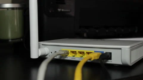 Inserting Ethernet into Router 動画素材 47297173