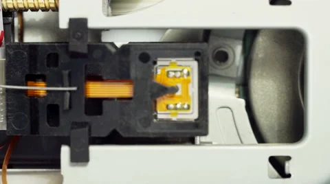 Inserting floppy disk into opened disk drive 02 Stock Footage 59862328