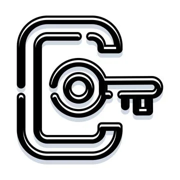 Inserting key in lock unlocking security access icon Ilustração Stock