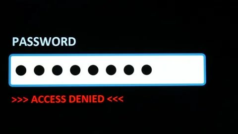 Inserting password and flashing "access denied" message. Frontal view on black b Stock Footage 150553331