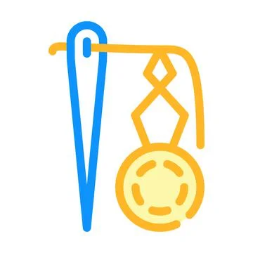 Inserting thread in eyelet color icon vector illustration Stock Illustration