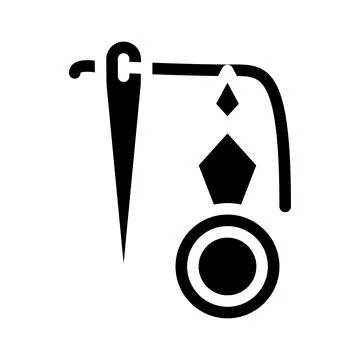 Inserting thread in eyelet glyph icon vector illustration Illustrazione stock