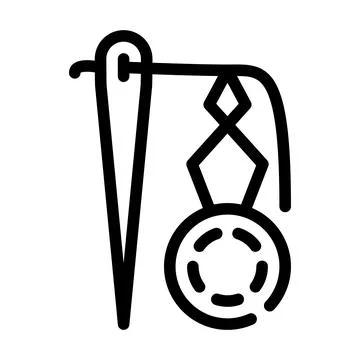 Inserting thread in eyelet line icon vector illustration Illustrazione stock