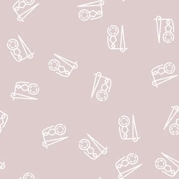 Inserting thread in eyelet line vector seamless pattern Stock Illustration