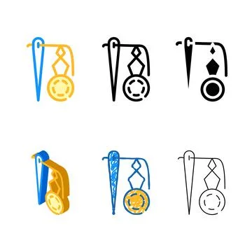 Inserting thread in eyelet variety color icon vector Illustrazione stock