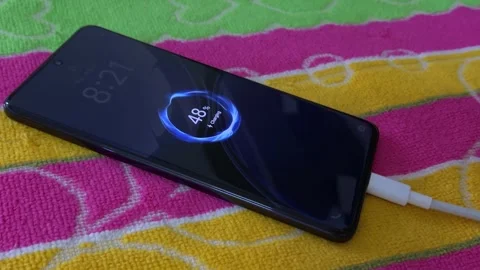 Inserting Type-C Charger into Smartphone and Charging 스톡 동영상 315206243