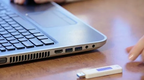 Inserting the USB flash drive Stock-Footage 46411291