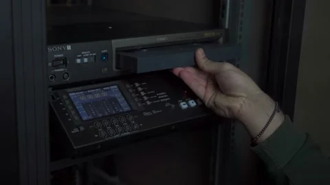 Inserting Videotape HDcam Vtr Video stock 237550681