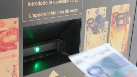 Insertion of a euro banknote Stock Footage 69210503