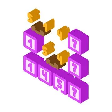 Insertion sort algorithm isometric icon vector illustration Stock Illustration