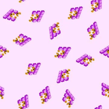 Insertion sort algorithm isometric icon seamless pattern Stock Illustration