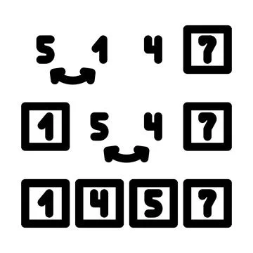 Insertion sort algorithm line icon vector illustration Illustrazione stock