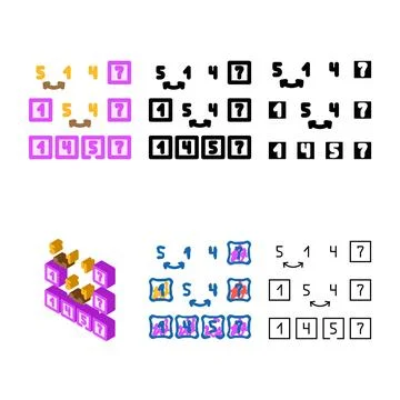 Insertion stylized sort algorithm color icon vector 스톡 일러스트